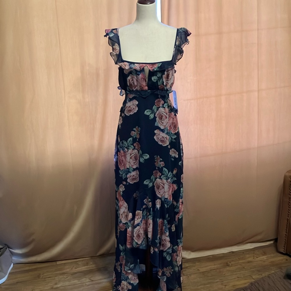 Vici Blue and Pink Ruffled Maxi Dress for Weddings